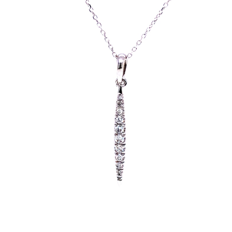 14 Karat White Gold Pendant With 11=0.15TW Round Brilliant G SI Diamonds 18"