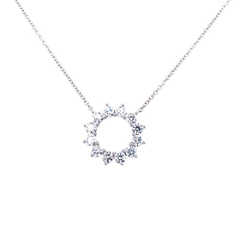 14 karat white gold pendant with 12=1.50 total weight round brilliant F VS Diamonds