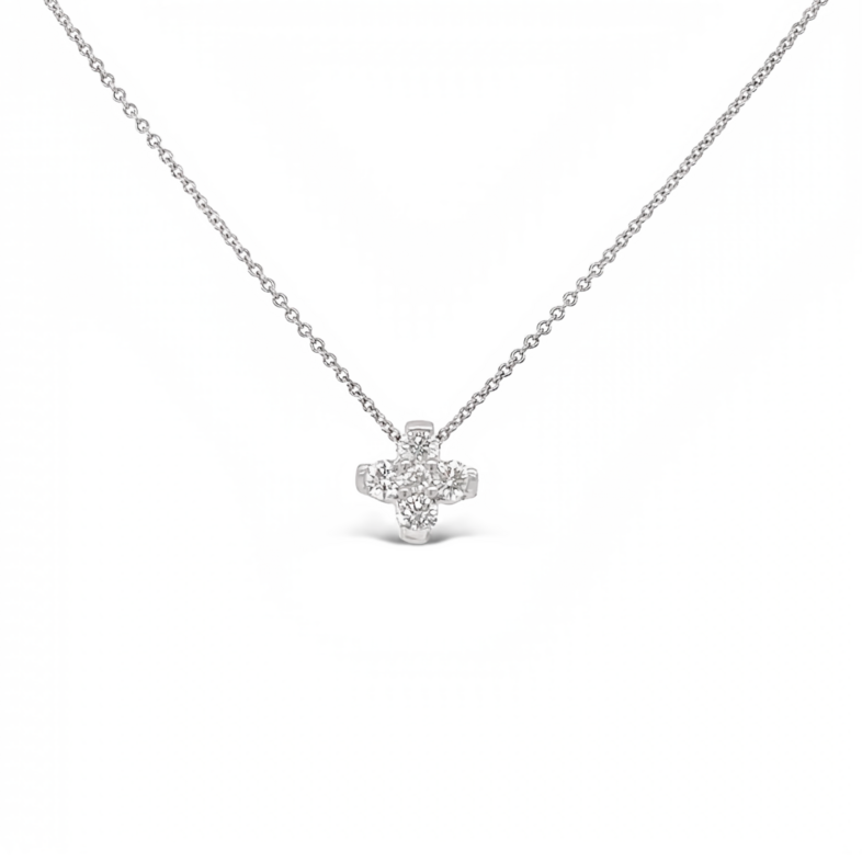 14 Karat white gold Cluster Pendant with 5=0.43tw Round Brilliant G VS Diamonds