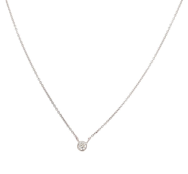 White 14 Karat Rd Solitaire Pendant Length 18 one 0.10ct Round Brilliant G VS Diamond