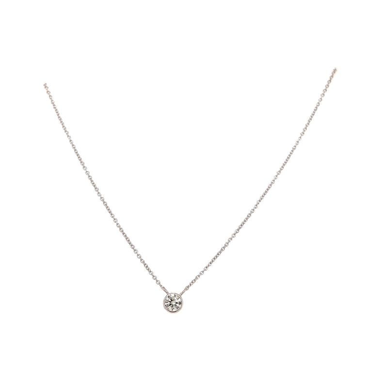 White 14 Karat Rd Solitaire Pendant Length 18 one 0.20ct Round Brilliant G VS Diamond