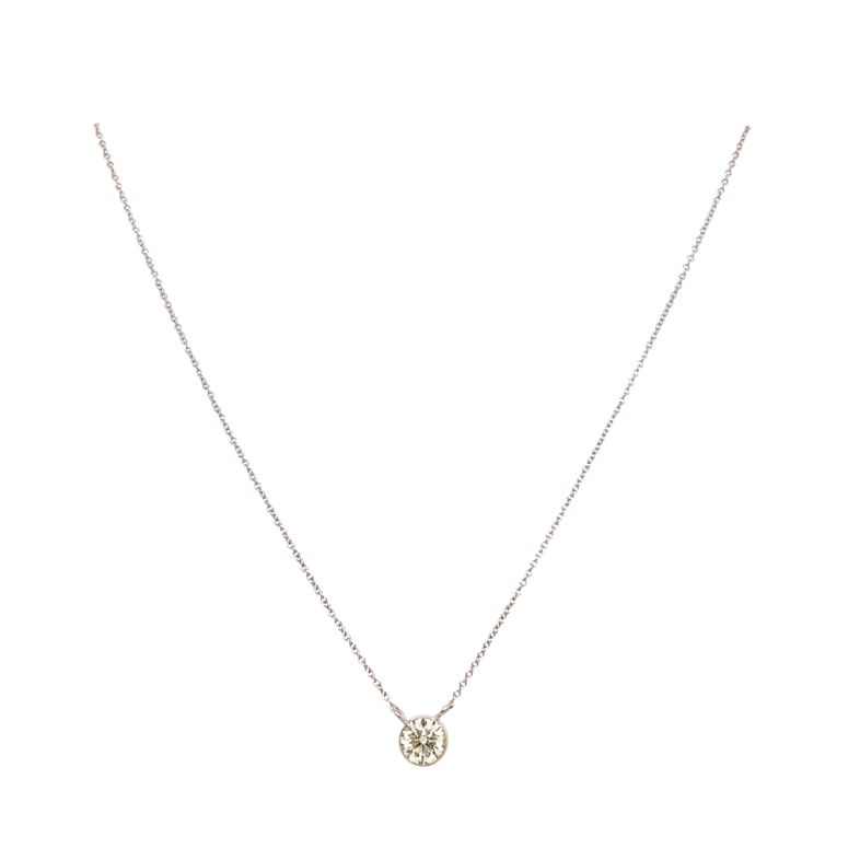 White 14 Karat Rd Solitaire Pendant one 0.50ct Round Brilliant G SI Diamond