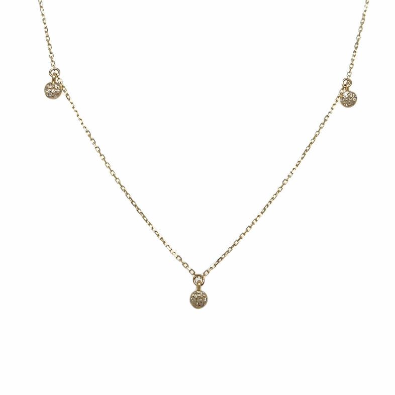 14 Karat yellow gold station necklace with 21=0.07tw single cut diamonds