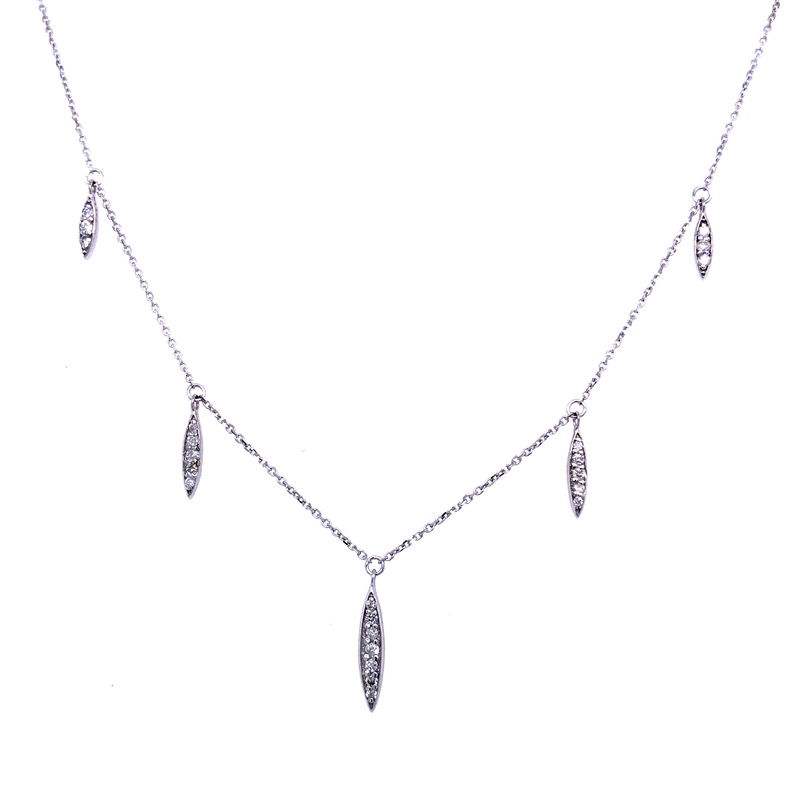 14 Karat White Gold Diamond Accent Necklace 18"