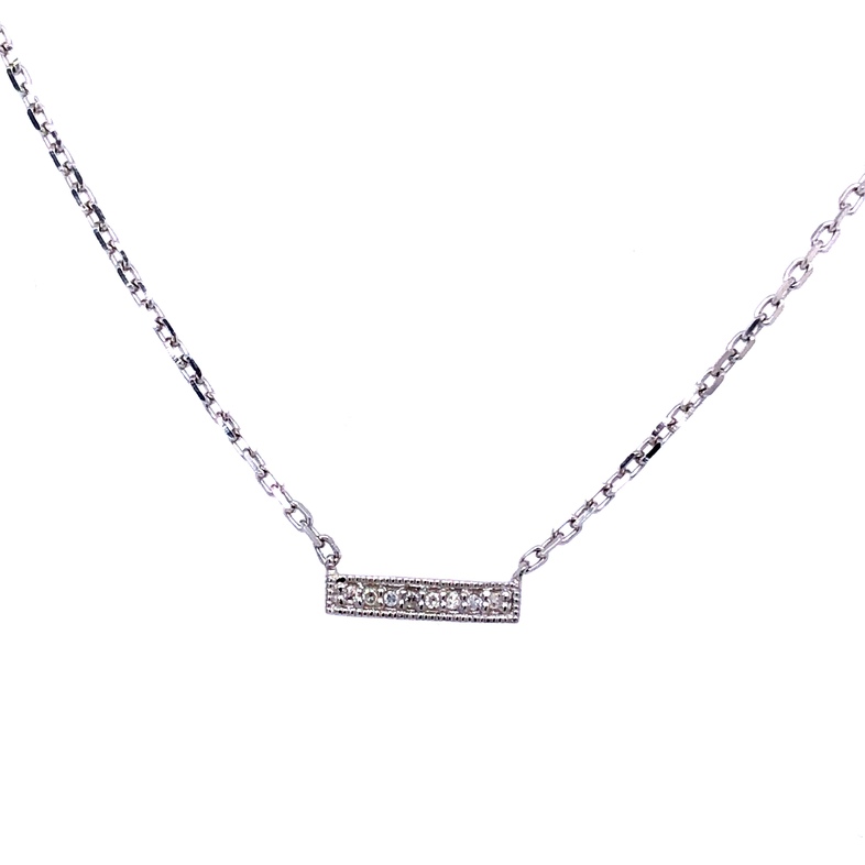 Sterling silver petite diamond bar necklace