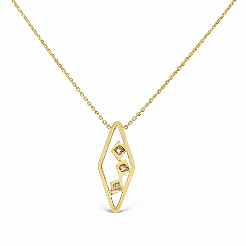 Yellow 14 Karat Statement Necklace With 3=0.04Tw Round Brilliant Diamonds