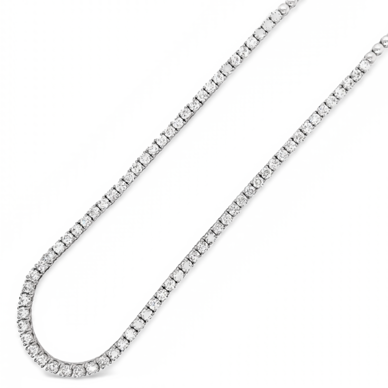 Lady s White 18 Karat Riviera Necklace 74=6.65tw Round Brilliant G VS Diamonds