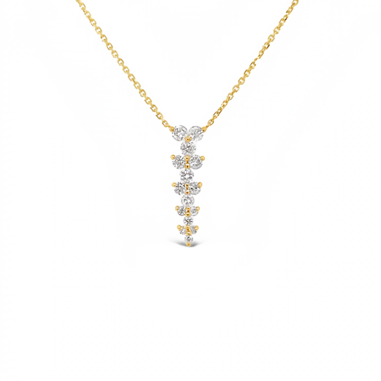 Yellow 14 Karat Y Drop Necklace with 15=0.38tw Round Brilliant G I Diamonds