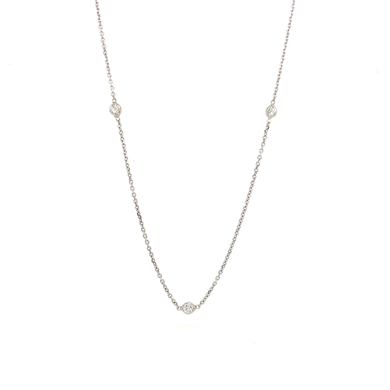 14 Karat white gold diamonds by the yard necklace with 5=0.33tw Round Brilliant G VS Diamonds