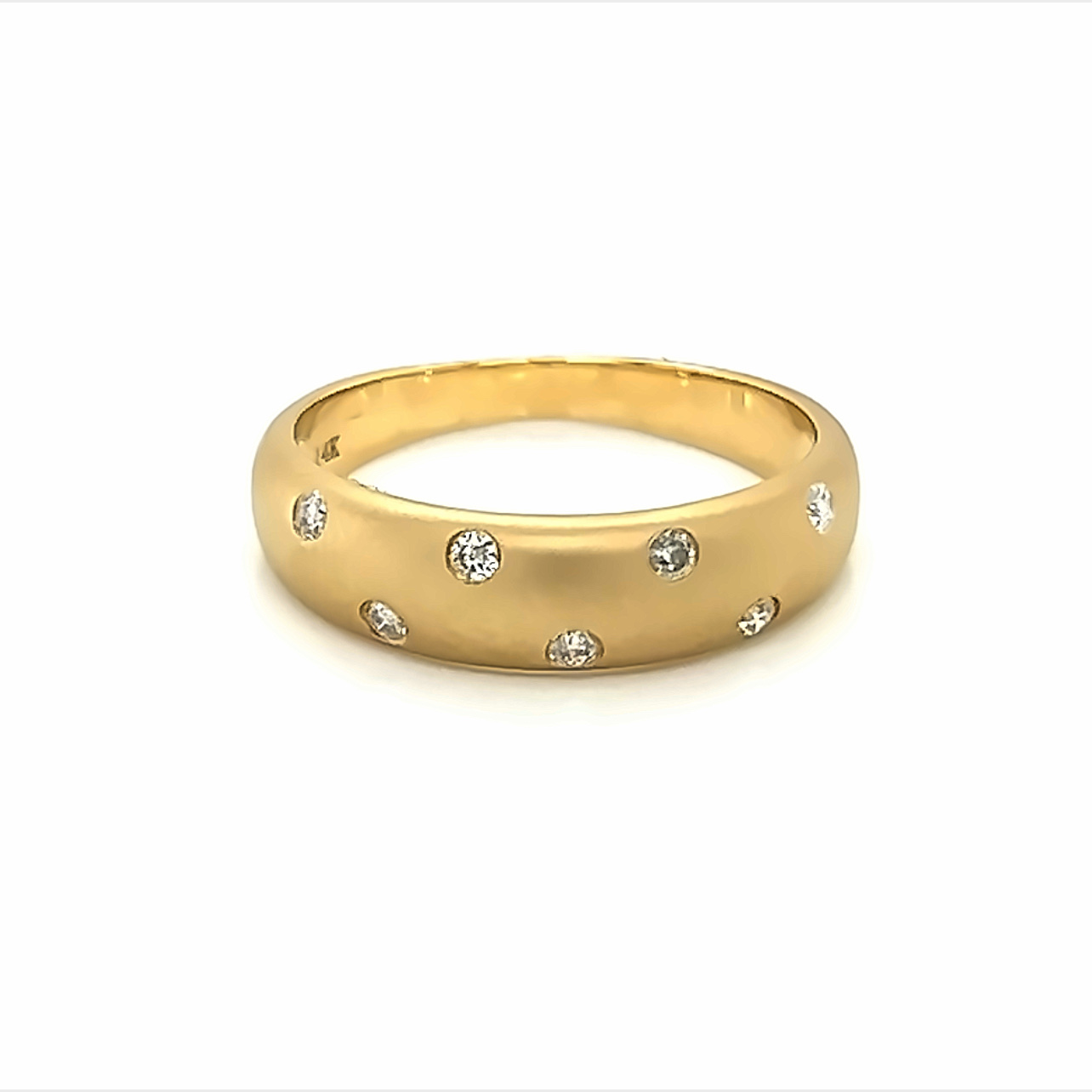 Yellow 14 Karat Matte Fashion Ring With 7=0.12Tw Round Brilliant G I Diamonds