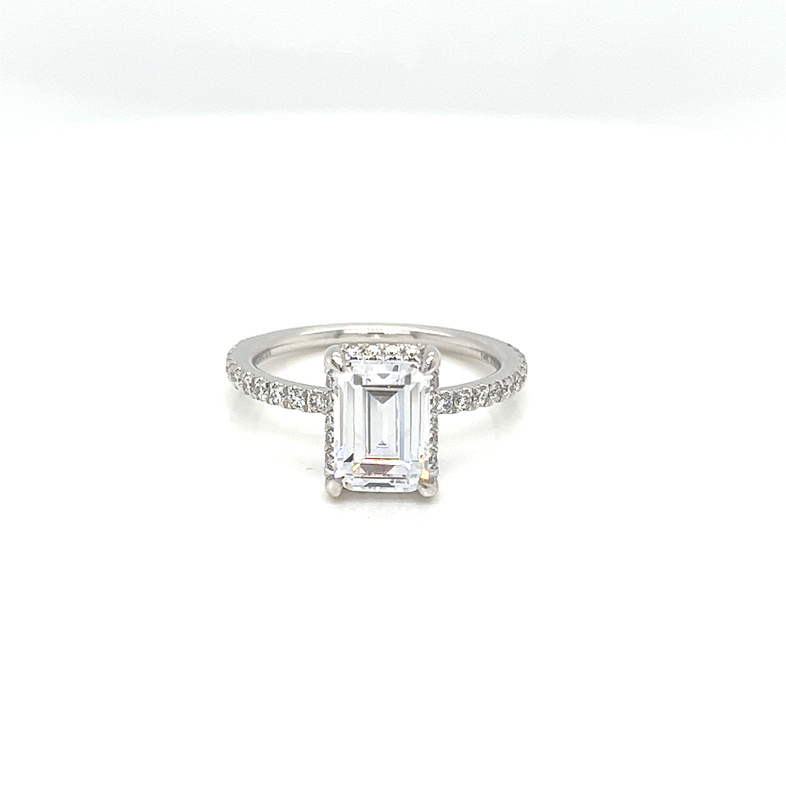 14 Karat white gold semi-mount engagement Ring  With 42=0.37Tw Round Brilliant G VS Diamonds