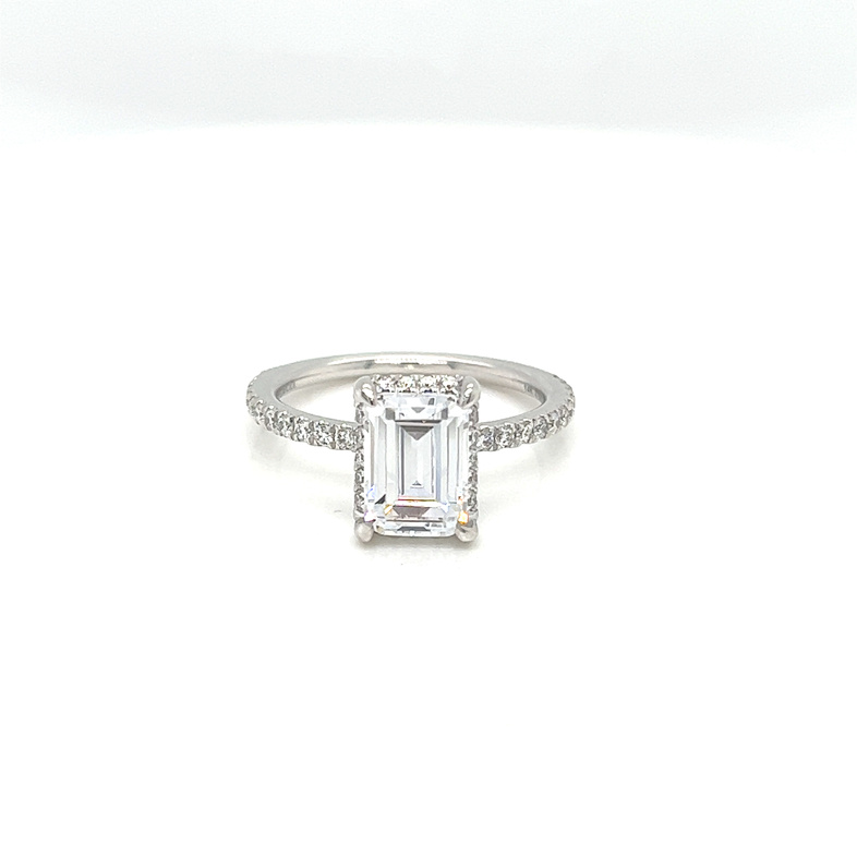 14 Karat white gold semi-mount engagement ring  Size 6.5 with 42=0.37 total weight round brilliant G VS Diamonds