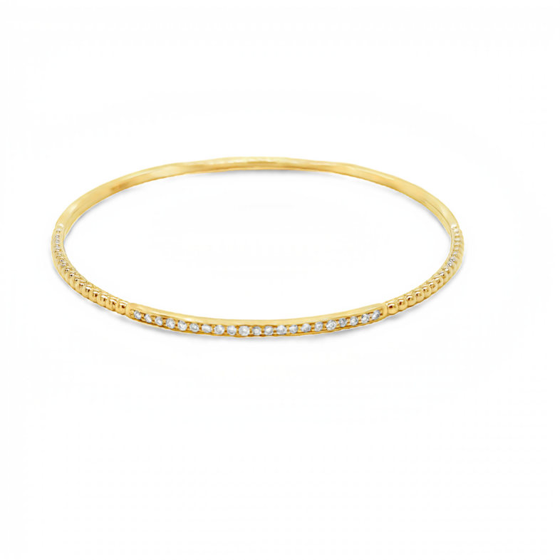 Rose 14 Karat Bangle Bracelet With 63=1.08Tw Round Brilliant G Vs Diamonds