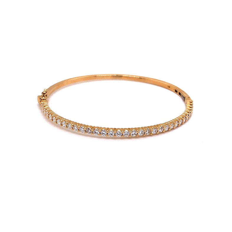 14 karat yellow gold diamond  bangle bracelet with 33=1.60 total weight round brilliant G VS Diamonds