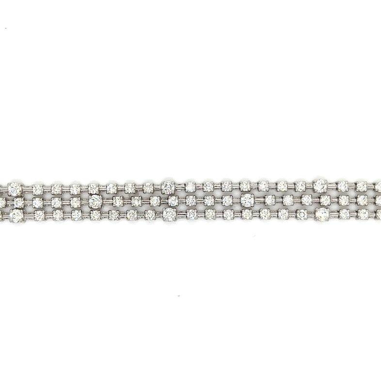 White 14 Karat Line Bracelet With 147=4.80Tw Round Brilliant G Vs Diamonds