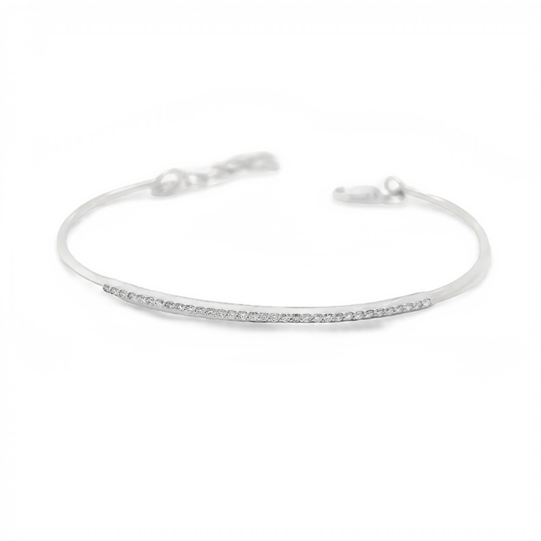 White 14 Karat Bangle Bracelet With 33=0.33Tw Round Brilliant G Vs Diamonds