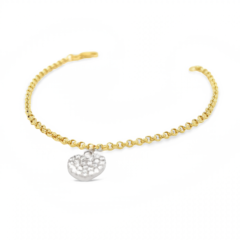 Yellow 14 Karat Statement Bracelet Length 7" With 25=0.50Tw Single Cut G VS Diamonds