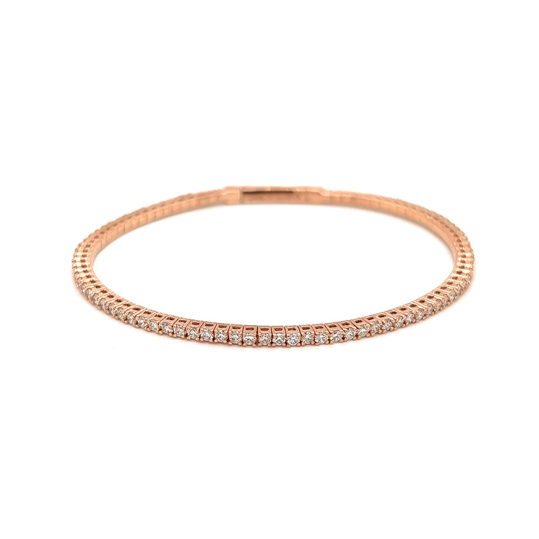 Rose 14 Karat Bangle Bracelet with 83=1.75tw Round Brilliant G VS Diamonds