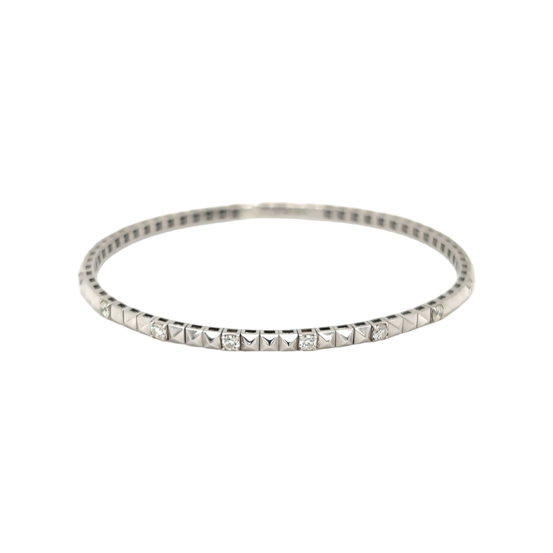White 14 Karat Bangle Bracelet 8=0.50tw Round Brilliant G VS Diamonds