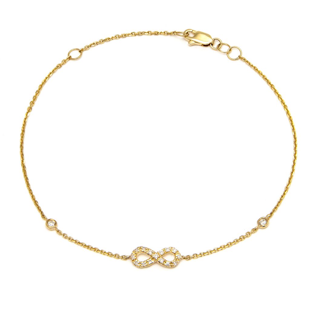 Yellow 14 Karat Infiniti and Diamond Bracelet with 17=0.08tw Round Brilliant G I Diamonds