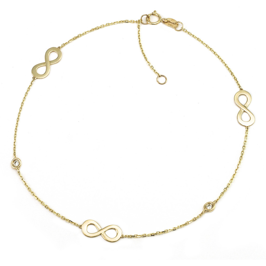 Yellow 14 Karat Infinity Bracelet with 2=0.07tw Round Brilliant G I Diamonds