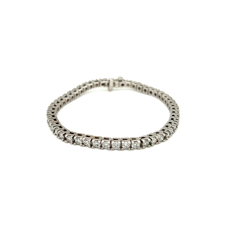 White 14 Karat tennis Bracelet with 50=5.04tw Round Brilliant G VS Diamonds