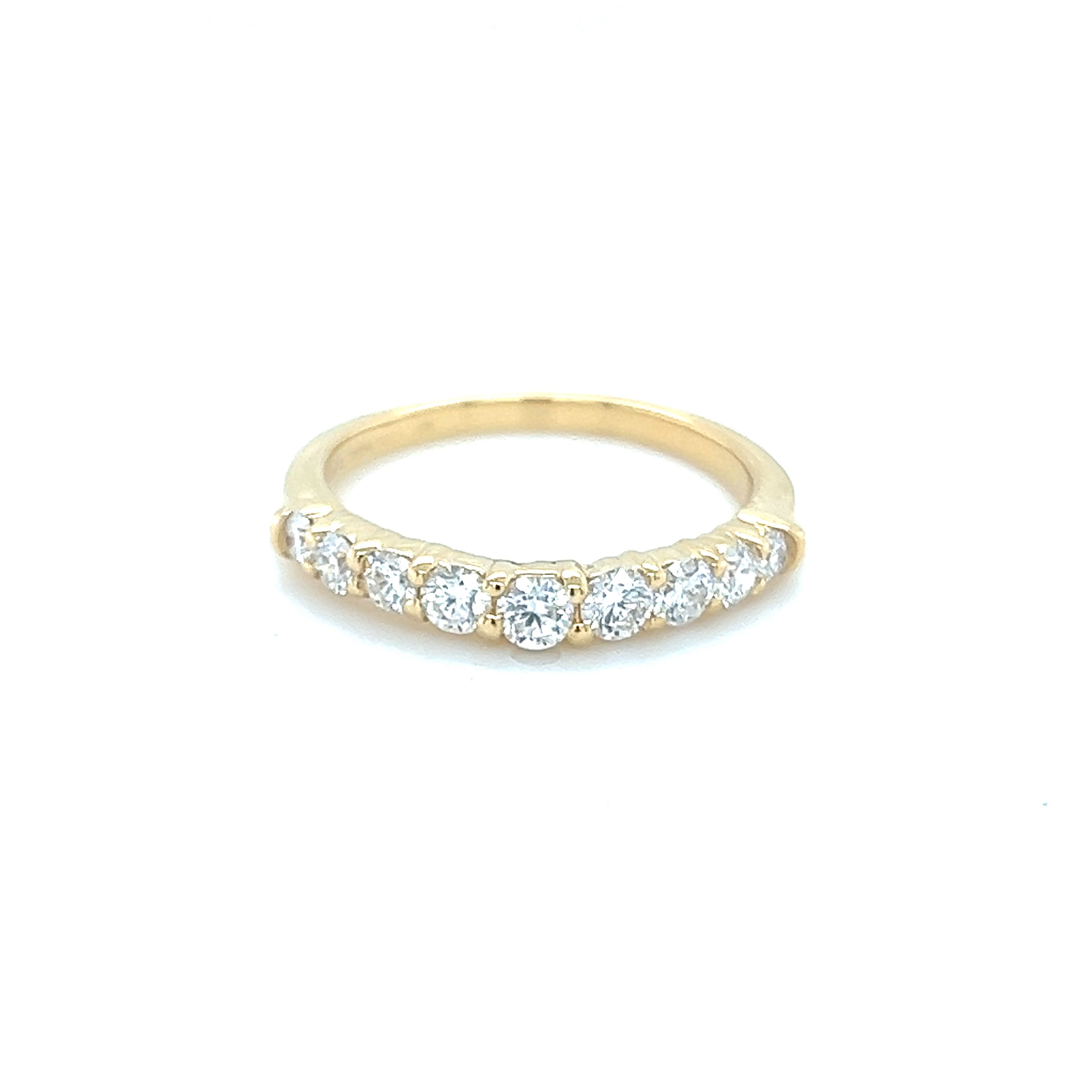18 Karat yellow gold diamond Wedding Band With 9=0.70tw Round Brilliant G VS Diamonds