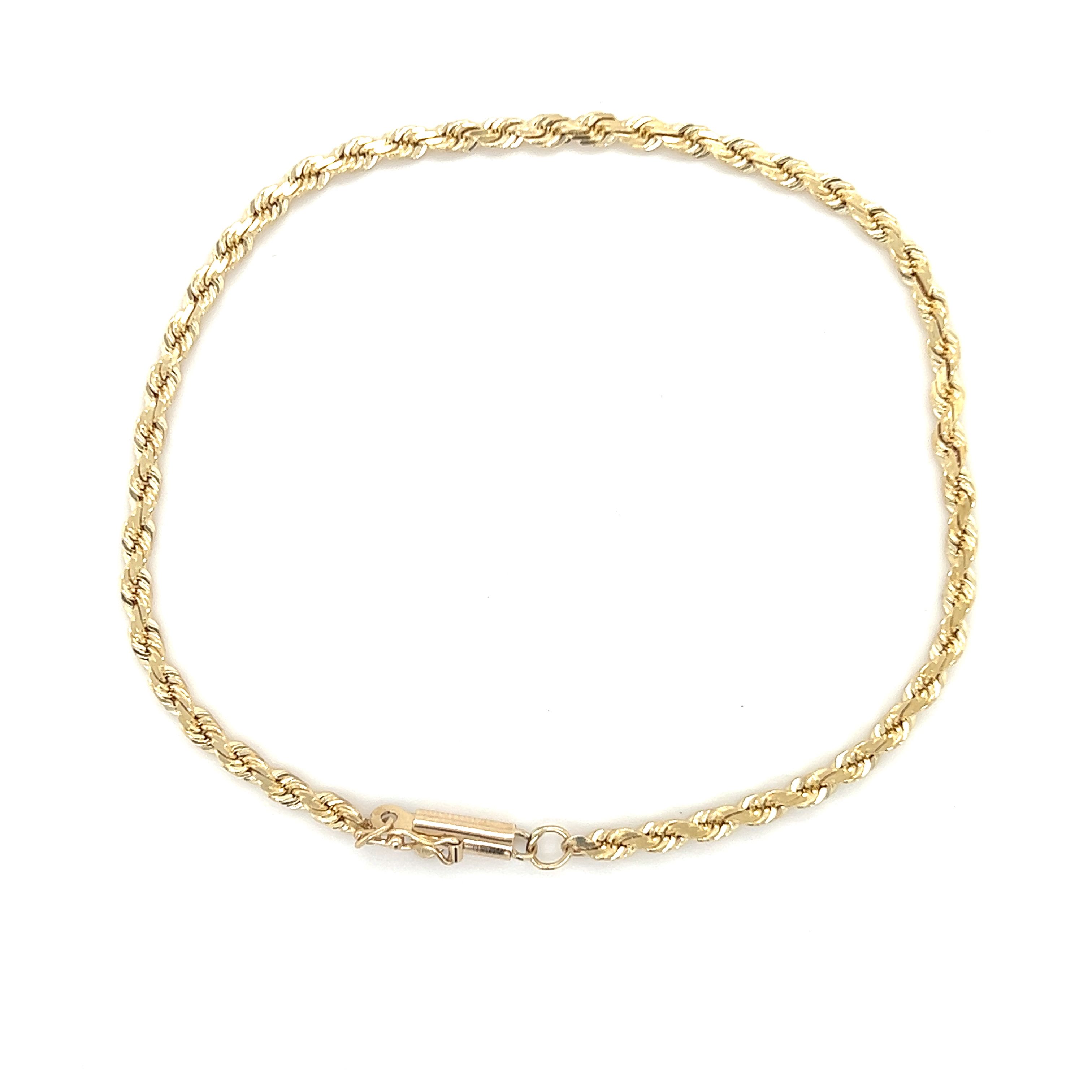 14 Karat yellow gold Rope Bracelet Length 8.5