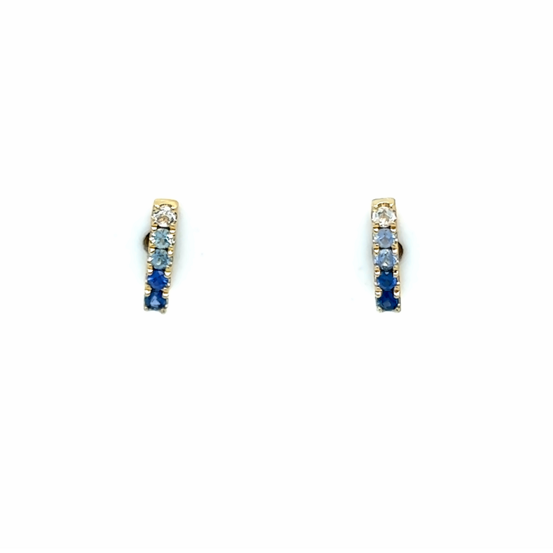 Yellow 14 Karat Stud Earrings 10=0.22tw Round Sapphires