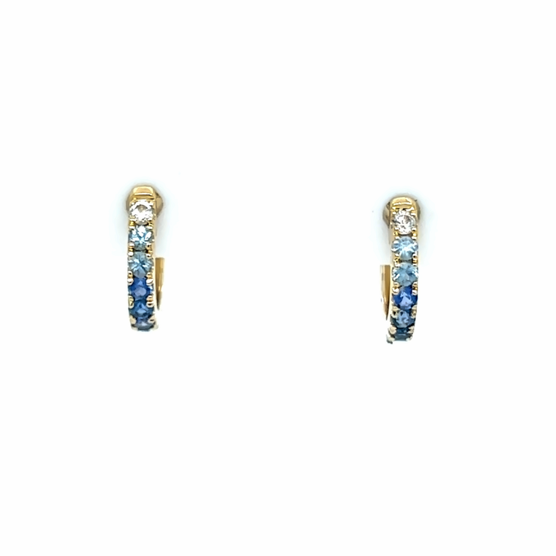 14 Karat Small Hoop Earrings 14=0.34tw Round Sapphires