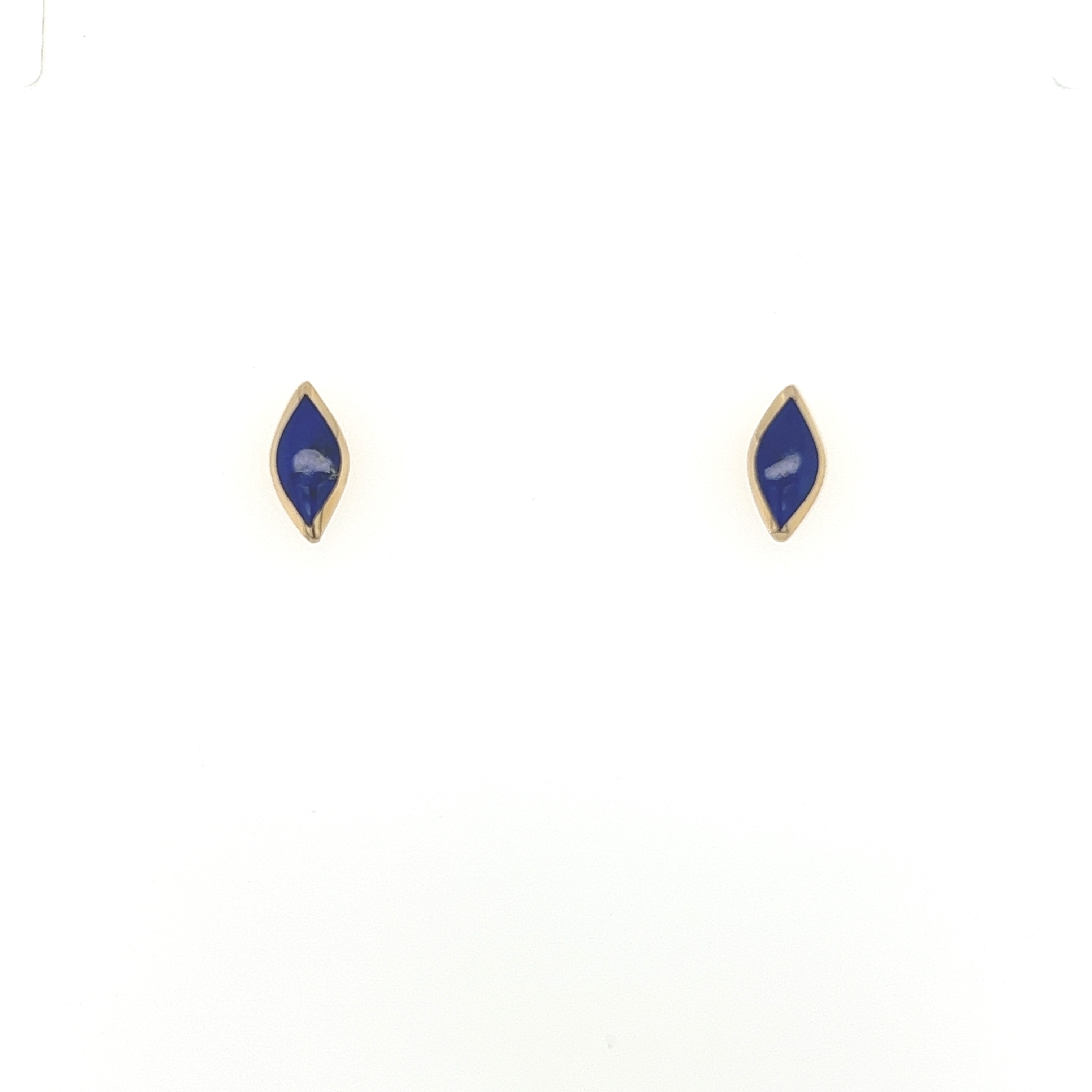 14 Karat yellow gold Stud Earrings with Lapis Lazuli inlay