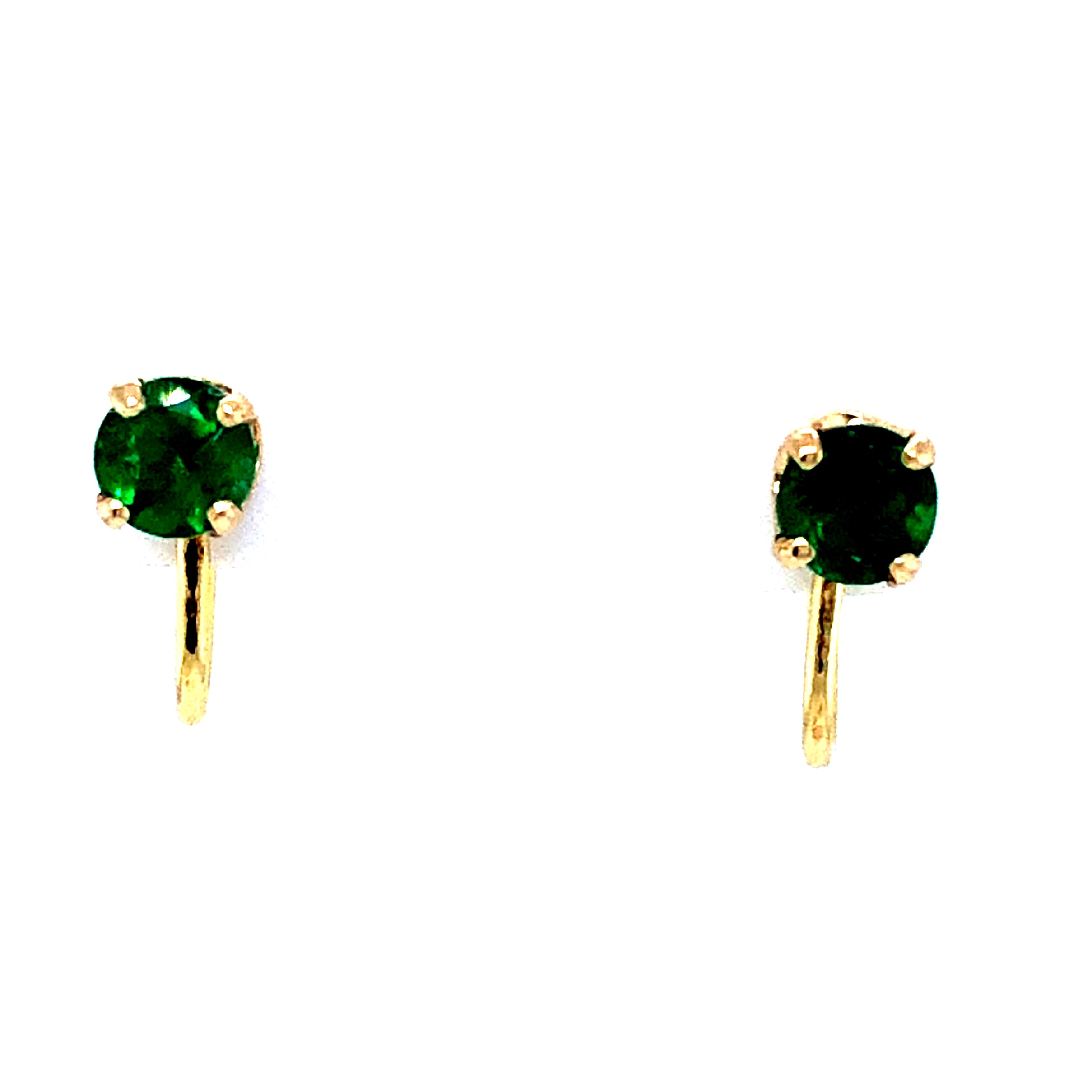 Lady s Yellow 14 Karat Earrings With .52 CTTW  Round Emeralds