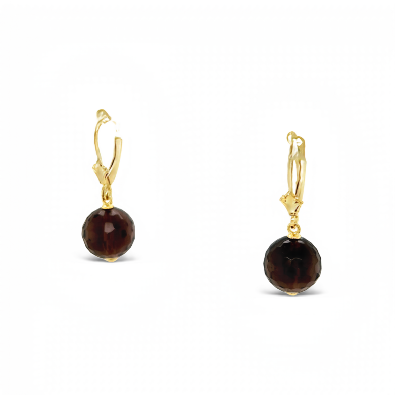 Yellow 14 Karat Earrings with 2= Briolette Citrines