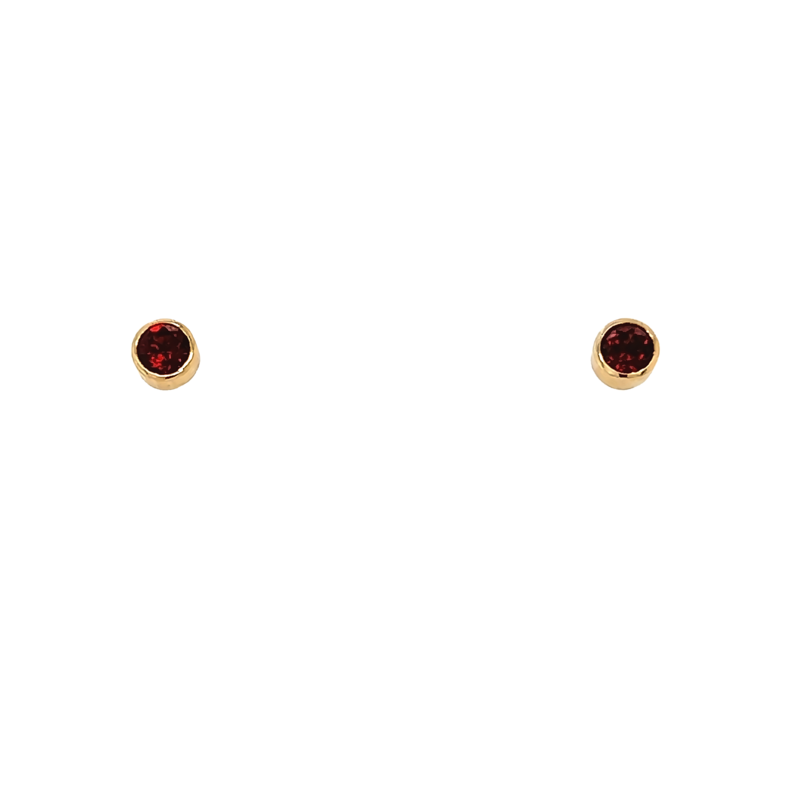 Yellow 14 Karat Stud Earrings With 2=3.00mm Round Garnets