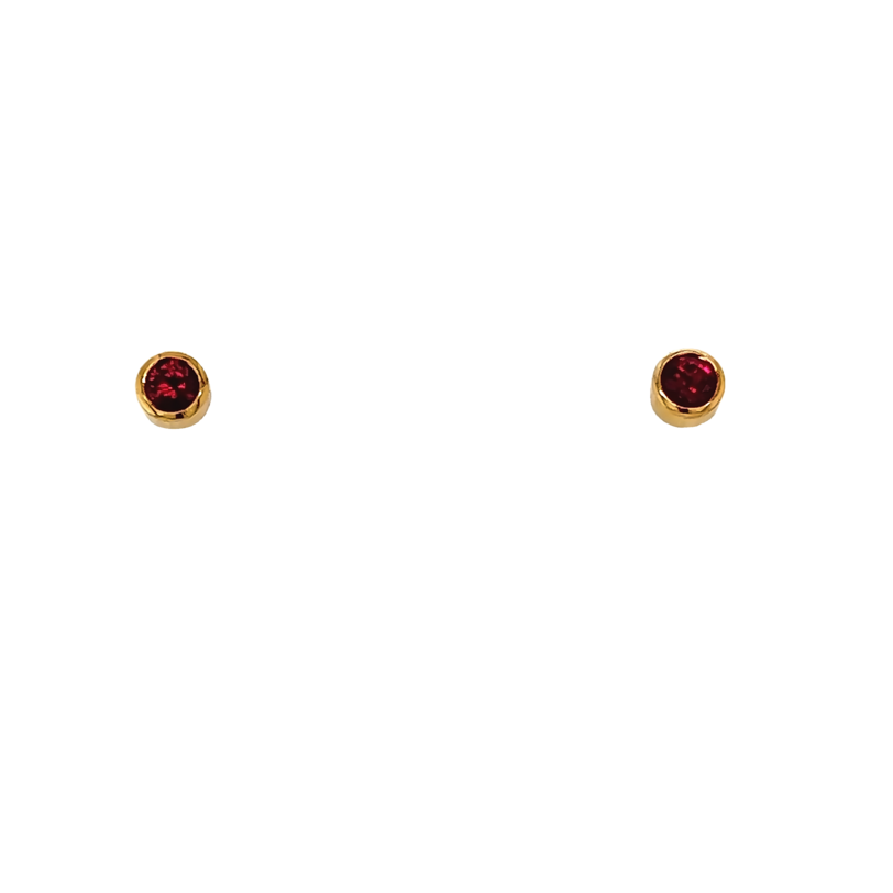 Yellow 14 Karat Stud Earrings With 2=3.00mm Round Rubys