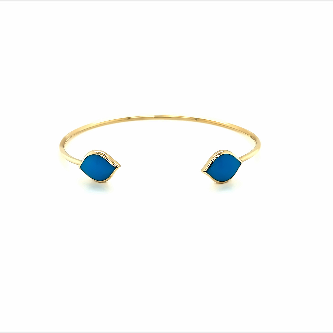 14 Karat yellow gold Cuff Bracelet with turquoise inlay