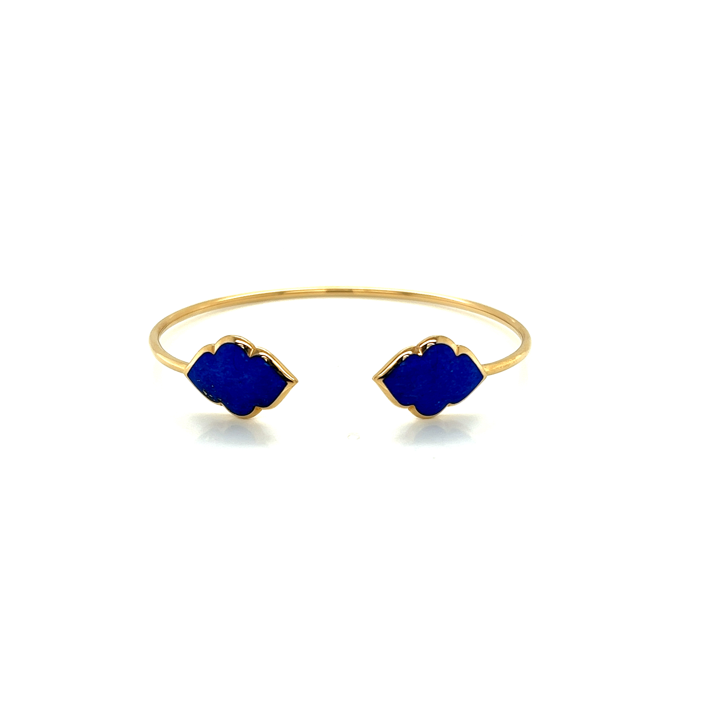 14 Karat yellow gold Cuff Bracele with lapis lazuli Inlay