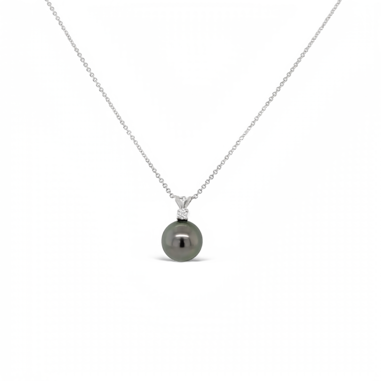 14KW Tahitian Diamond Pendant 1=.05ct 9-10mm