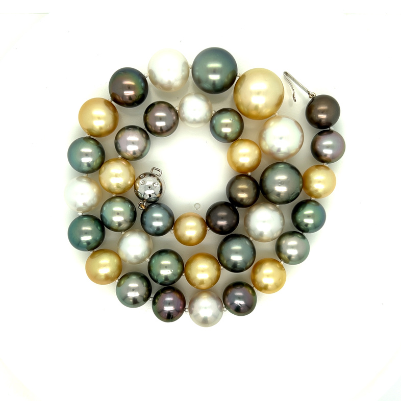Choker Length Multicolor Pearl Strand With 37=10.10-14.90Mm South Sea Pearls