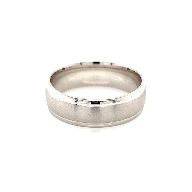 White 14 Karat Wedding Band MM Width: 7