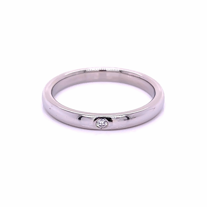 Platinum Ring one 0.03ct Round Brilliant G VS Diamond MM Width: 2.75.