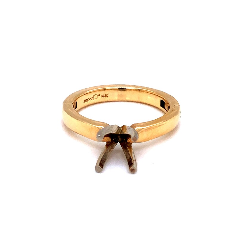 14 Karat yellow gold solitaire remount with 14 Karat white gold head.  dwt: 2.67