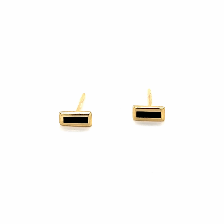 Yellow 14 Karat Rectangle Stud Earrings