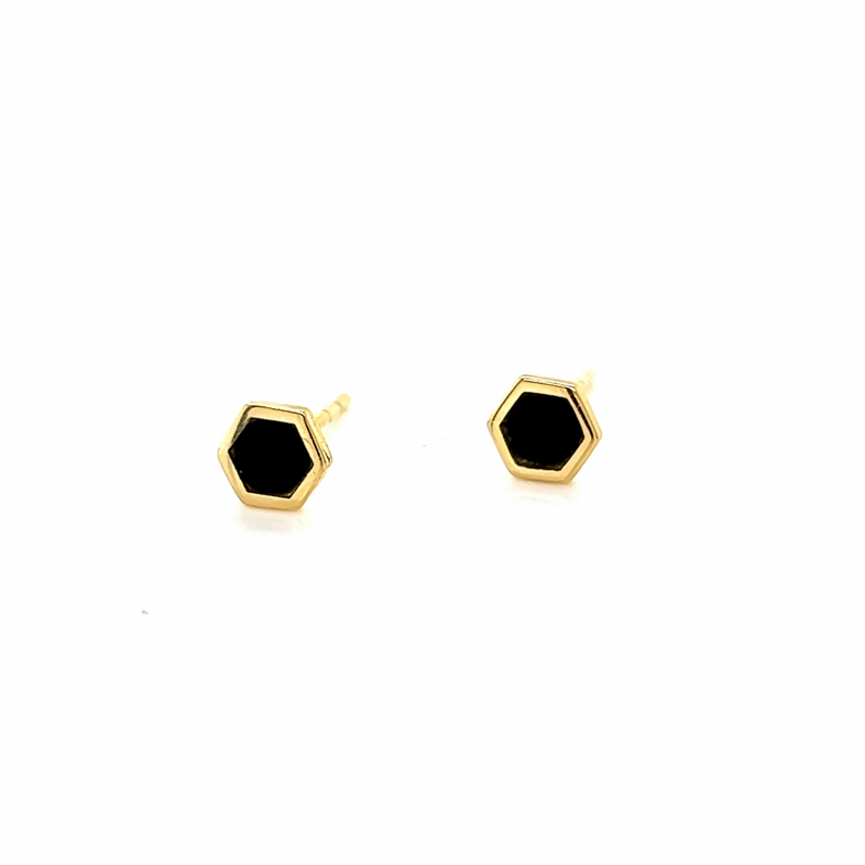 14k Hexagon stud