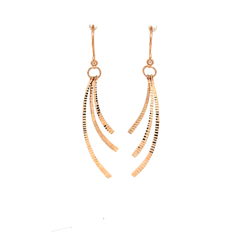 14 K rose gold textured dangle earrings