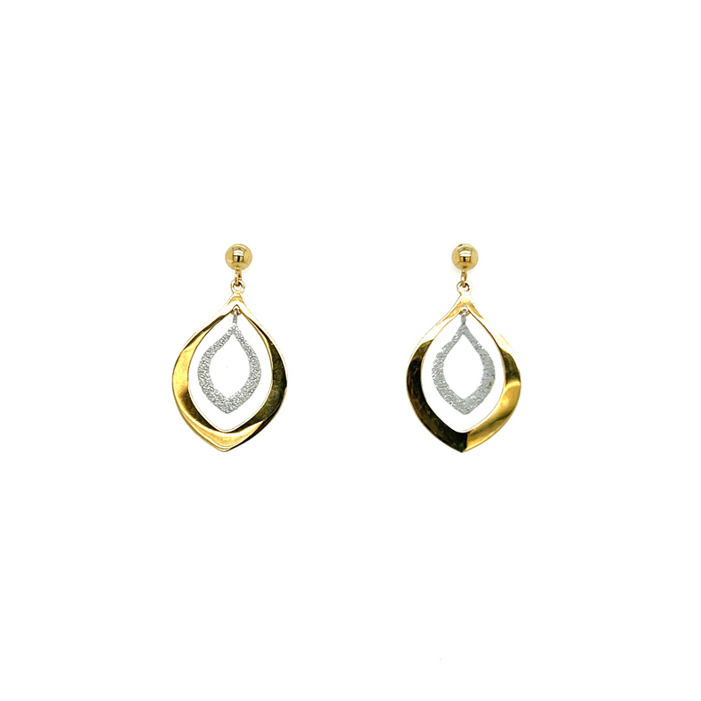 14 Yellow and white gold post dangle earrings