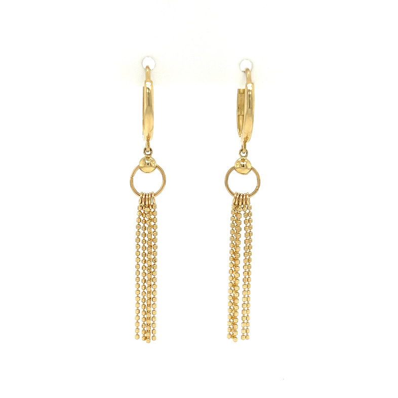 14 karat yellow gold hoop with fringe