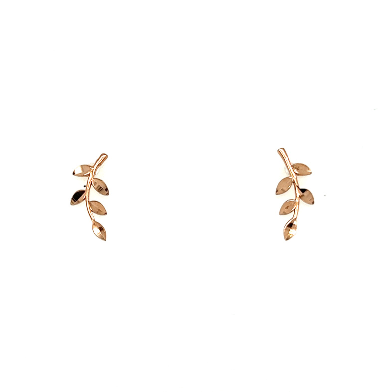 14 K rose gold branch studs