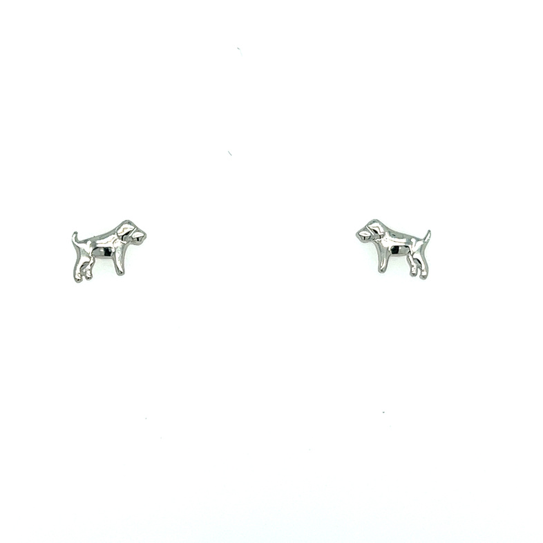14 k white gold dog studs