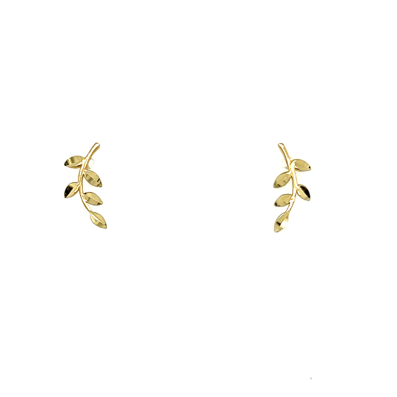 14 K yellow gold branch studs